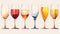 Colored Wine Glasses On White Background - Illustration