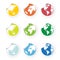 Colored world globe icons stickers set