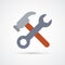 Colored wrench and hammer trendy symbol. Vector illustration