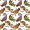 Colored zentangle chameleon seamless pattern. Doodle exotic wild animal. Abstract lizzard. image of reptile o
