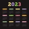 Colorful 2023 calendar with black background vector design