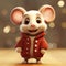Colorful 3d Cartoon Mouse With Red Jacket - Unique And Engaging Illustration