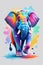 Colorful 3d Elephant Illustration with Playful Tail Design