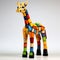 Colorful 3d Lego Giraffe With Vibrant Geometrics And Carved Wood Blocks