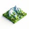 Colorful 3d Mountain Model With Hyper-detailed Illustrations