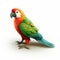 Colorful 3d Parrot Portrait With White Background - Simple Cel Shaded Design