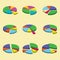 Colorful 3D pie isometric charts set
