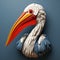 Colorful 3d Printed Pelican Head On Blue Background
