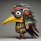 Colorful 3d Rendered Bird With Glasses: A Mesoamerican Inspired Artwork