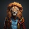 Colorful 3d Rendered Lion In A Jacket With Bold Accessories