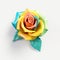 Colorful 3d Rendering Of A Beautiful Rose With Cyan Flower