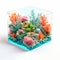 Colorful 3d Rendering Of Coral Tank On White Background