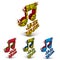 Colorful 3d vector musical notes collection broken into pieces,