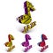 Colorful 3d vector musical notes collection broken into pieces,