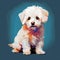 Colorful 8bit Bichon Frise Dog Artwork