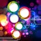 Colorful abstract background with bokeh defocused lights. Round banner for your text
