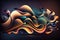 colorful abstract background with flowing curves and waves representing the concept of technology and innovation