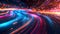 A colorful abstract background image featuring swirling light trails and sparks