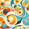 Colorful abstract background with playful streamlined forms and bubbles (tiled)