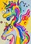 Colorful Abstract Bauhaus Unicorn Portrait Painting