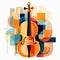 Colorful Abstract Cello Drawing Troubadour Style With Graphic Symmetry