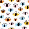 Colorful abstract eyes, vector seamless pattern