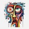 Colorful Abstract Face Illustration With Grotesque Caricature Style