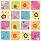 Colorful abstract flowers square pattern wallpaper