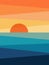 Colorful abstract geometric sunrise illustration
