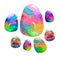 Colorful abstract graphic beautiful gorgeous group of Easter eggs watercolor