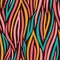 Colorful Abstract Hand Drawn Wavy Vector Seamless Pattern. Zebra Animal Skin. Trendy Fashion Print