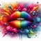 Colorful Abstract Lips in Cosmic Setting