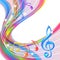 Colorful abstract notes music background.