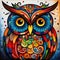 Colorful abstract owl painting. Bird. Animals art. Illustration, Generative AI