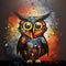 Colorful abstract owl painting. Bird. Animals art. Illustration, Generative AI