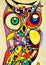 Colorful Abstract Owl Portrait Painting