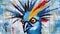 Colorful Abstract Painting Of A Punk Bird Head