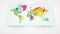 Colorful abstract paper world map animation. Ideal for presentation, information footage or global statistics