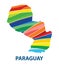 Colorful abstract Paraguay map vector