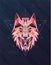 Colorful abstract polygonal wolf head