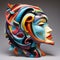 Colorful Abstract Sculpture Of A Saleswoman\\\'s Face