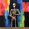 Colorful Abstract Skeleton Painting With Fiberpunk Style