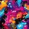 Colorful abstract splash inspired by psychedelic illustrations and fluid brushwork (tiled)