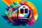 colorful abstract train logo modern style generative ai