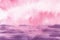 Colorful abstract watercolor landscape background. Pink, lilac, violet sunset, sunrise sky, lilac stormy sea.
