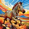 Colorful Abstract Zebra Running In Joyful Celebration Of Nature