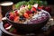 Colorful acai bowl with tropical fruits and granola., generative IA