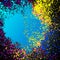 Colorful acrylic explosion paint splatter. Small drops, spots of