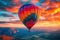 Colorful adventure Vibrant hot air balloon soars in mid air