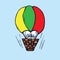 Colorful aerostat, hand drawn doodle, sketch in pop art style